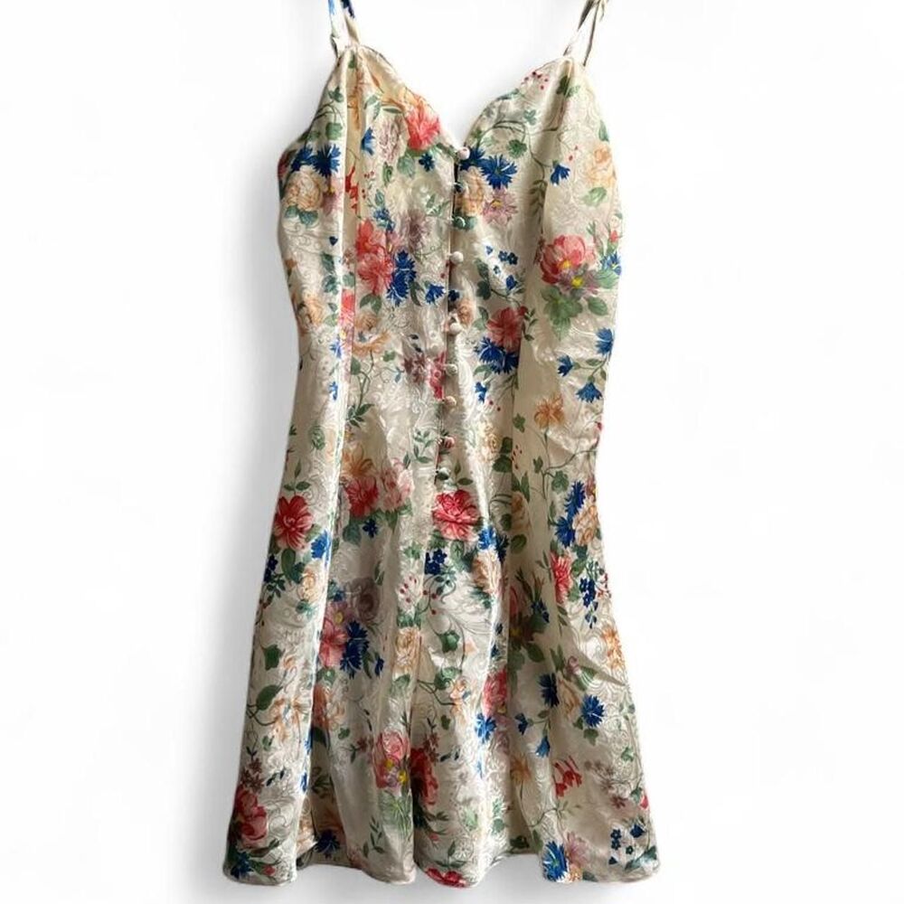 Vintage butter yellow hyper feminine soft girl floral slip dress